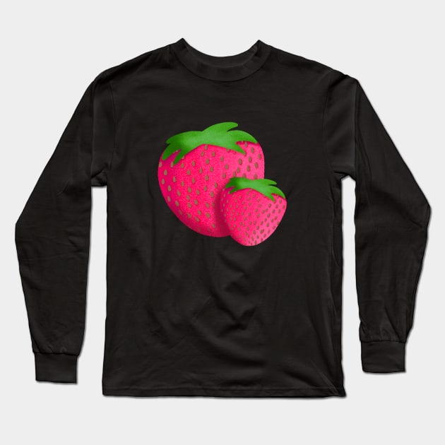 Strawberries Art Fruits Kitchen Retro 50s Strawberry Long Sleeve T-Shirt by Foxxy Merch